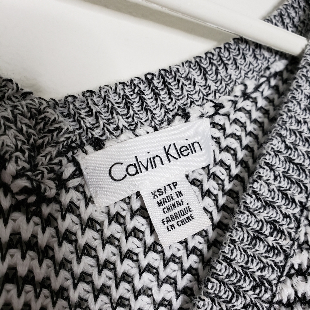 Calvin Klein Black White Striped Sweater Layer Spring Lightweight Designer - Picture 3 of 12